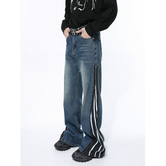 Pantalones Vaqueros Patchwork Retro Estilo Americano con Cierre de Diseño - Image 2