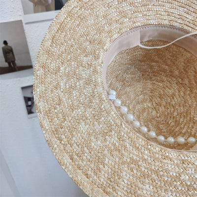 Sombrero de Paja Artesanal con Perlas para Mujer - Image 6