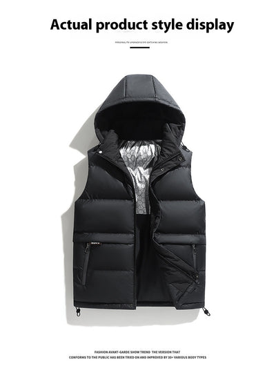 Chaleco Acolchado con Capucha para Hombre - Diseño Sólido Cálido - Image 11