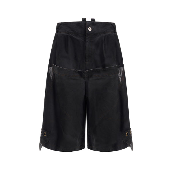 Pantalón Cropped Holgado con Doble Cintura y Costuras Lavadas para Hombre