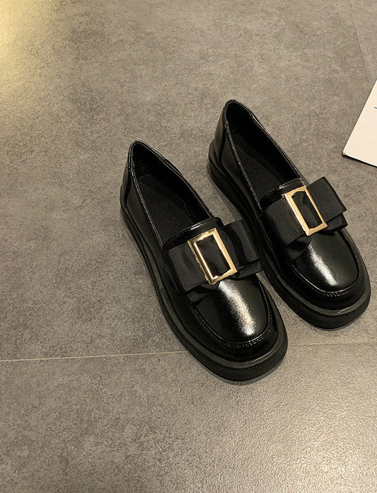 Mocasines Plataforma Mujer con Hebilla Cuadrada - Estilo Británico Elegante