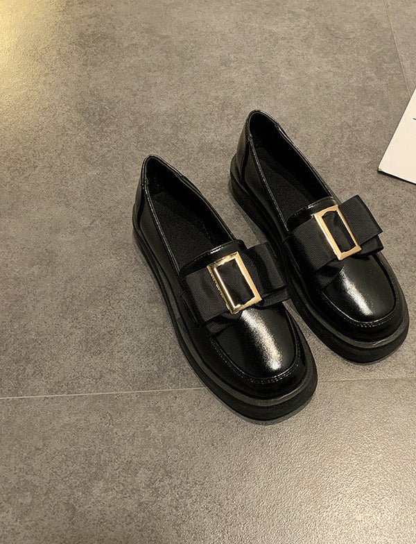 Mocasines Plataforma Mujer con Hebilla Cuadrada - Estilo Británico Elegante