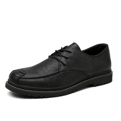 Zapatos Casuales de Cuero Negro Estilo Coreano para Hombre - Image 5