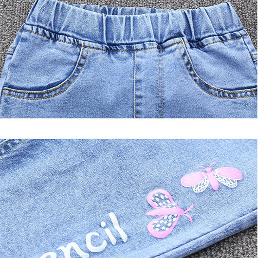 Pantalones Infantiles Slim Fit con Estampado de Mariposa - Jeans Elásticos y Cómodos - Image 11