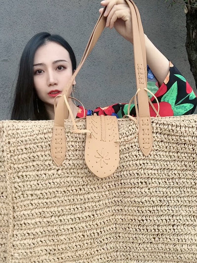 Bolsa de Playa Oversized Tejida en Rafia - Estilo Resort Costero - Image 5