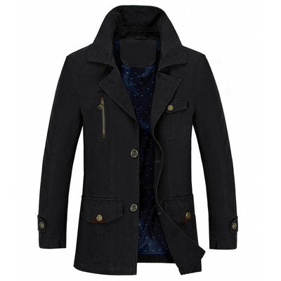 Abrigo Trinchera Casual de Algodón para Hombre - Largo Medio - Image 6
