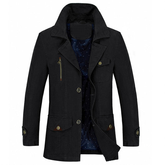 Abrigo Trinchera Casual de Algodón para Hombre - Largo Medio - Image 6