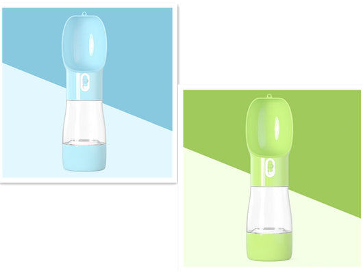White and clear portable dog water dispenser with a built-in bowl and transparent water reservoir. - Image 14