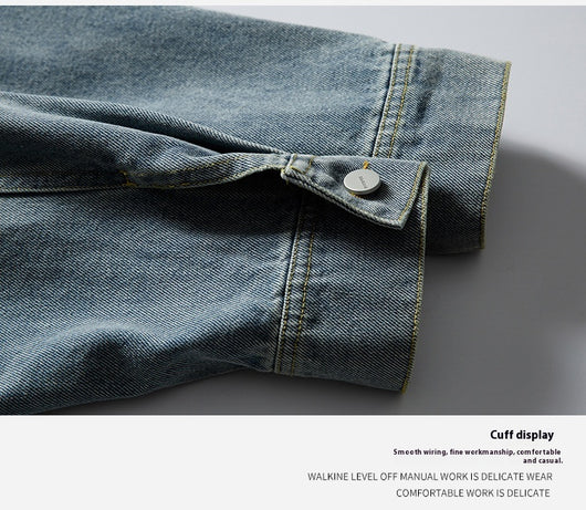 Chaqueta Denim Retro con Bolsillos Múltiples y Solapas en Contraste para Mujer - Image 10