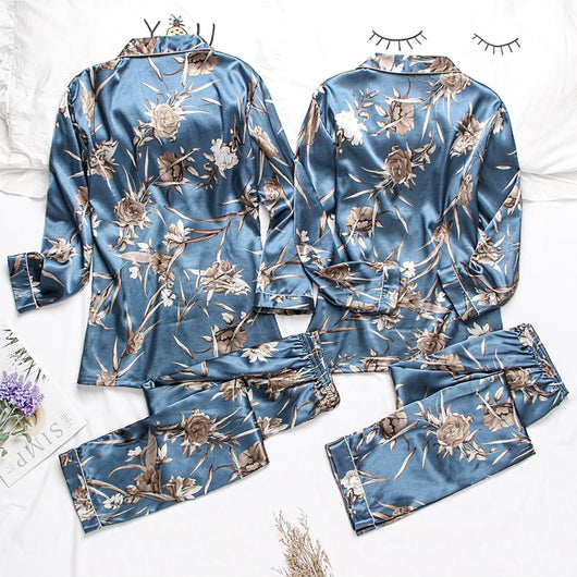 Pijamas de Seda para Parejas - Manga Larga Fresca y Cómoda - Image 38