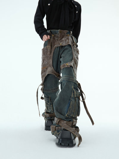 Jeans Retro Deconstruido con Costuras Desmontables para Hombre - Image 12