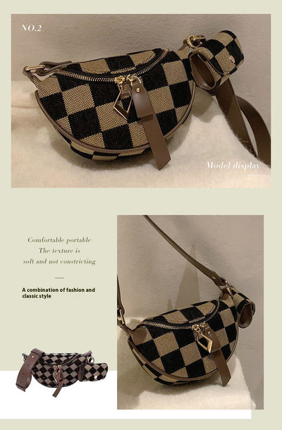 Bolsa Crossbody de Cuadros Escoceses Estilo Occidental Multiusos - Image 6