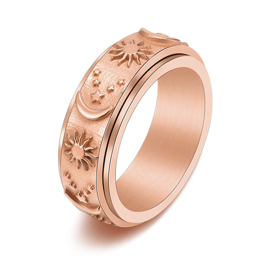 Anillo Giratorio de Acero Titanio con Estrellas, Sol y Luna - Image 10