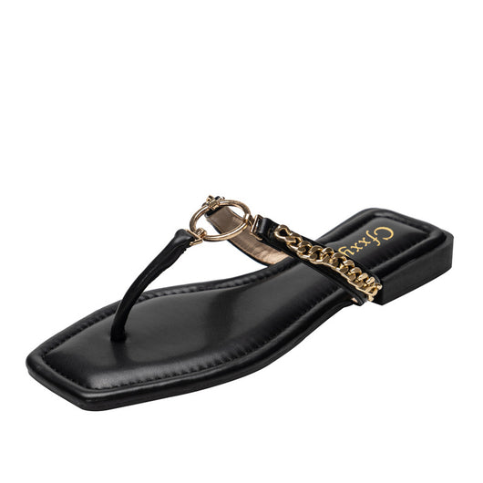 Sandalias Mujer con Cadena Dorada y Hebilla Redonda - Tacón Bajo Cómodo - Image 14