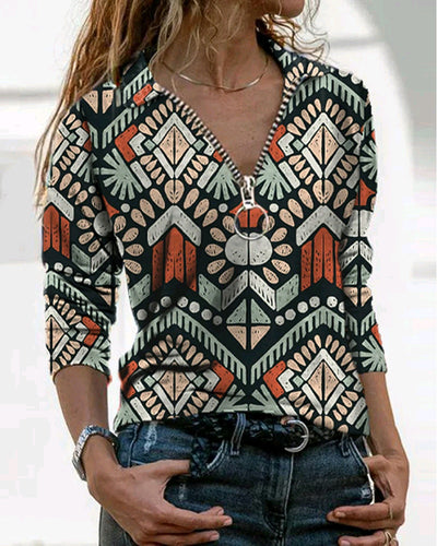 Sudadera Retro con Estampado Vintage y Cierre de Cremallera - Estilo Europeo y Americano - Image 8