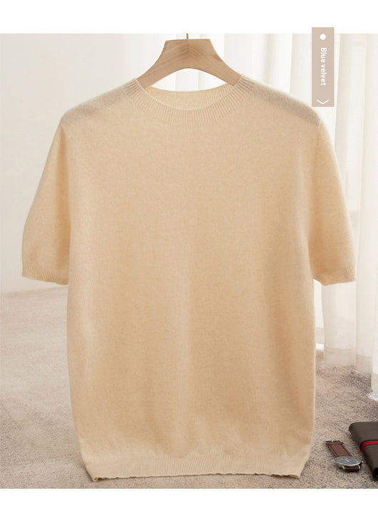 Suéter de Lana Pura Manga Corta Cuello Redondo para Hombre - Image 8