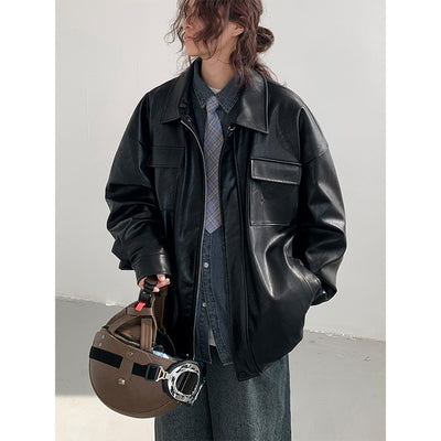 Chaqueta de Cuero Suelta Estilo Japonés para Primavera y Otoño - Image 7