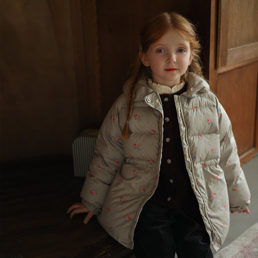 Abrigo Infantil Invierno Acolchado Floral Coreano - Image 5