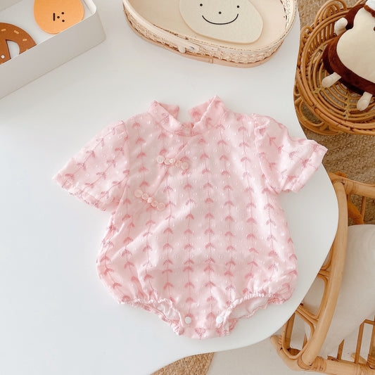Mameluco Cheongsam Bordado para Bebé Niña