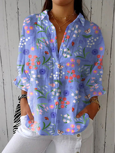 Blusa Casual Larga con Estampado Floral para Mujer - Image 5