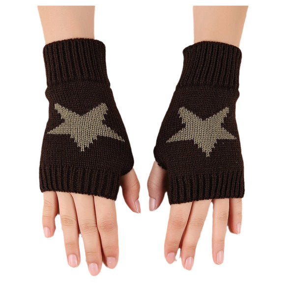 Guantes de Lana Acrílica con Estrella Oversleeve para Otoño e Invierno