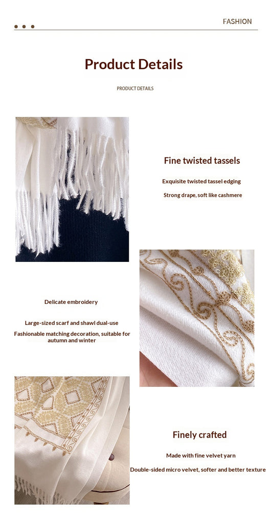 Chal Bordado con Flecos y Patrón Jacquard Geométrico para Mujer - Image 15