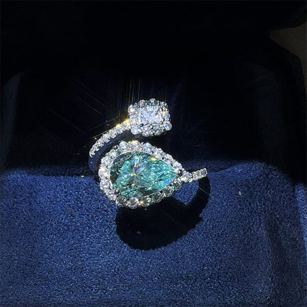 Anillo de Moissanita de 2 Quilates Verde Drip para Mujer