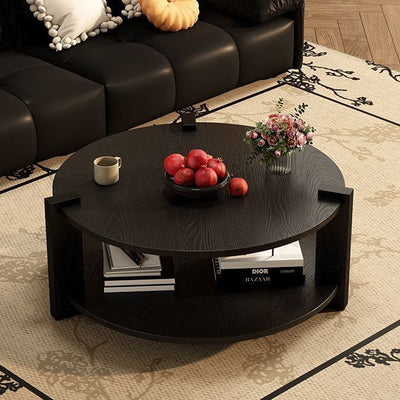 Mesa de Centro Circular en Nogal Negro - Diseño Clásico Madera Maciza - Image 6