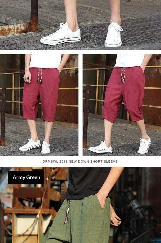 Pantalones Cortos de Lino Holgados para Hombre - Image 18
