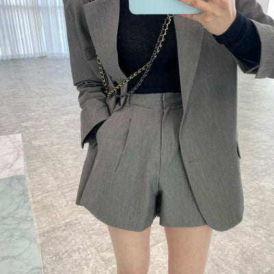 Blazer Suelto Primavera con Short A-Line de Cintura Alta para Mujer - Image 9