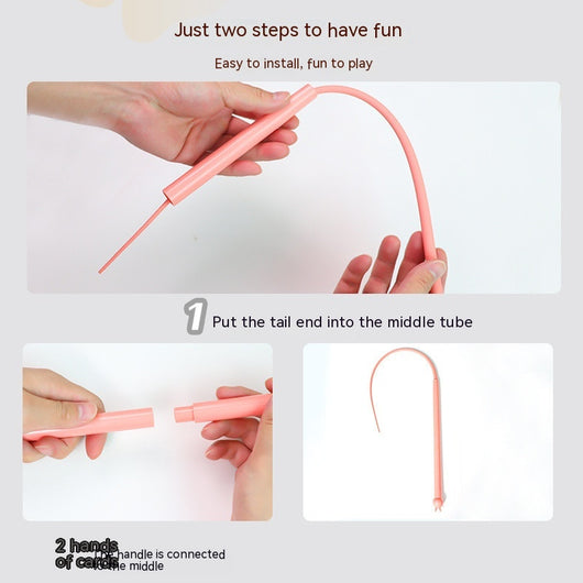 Blue silicone replaceable cat playing rod, 77cm long, with a flexible tip for interactive pet play. - Image 2