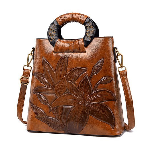 Bolsa de Hombro Étnica Floral Grande - Capacidad Amplia para Mujer