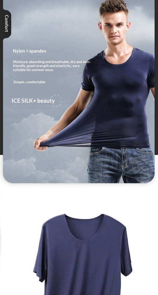 Playera Blanca Hombre Ice Silk Sin Costuras - Manga Corta Verano - Image 10