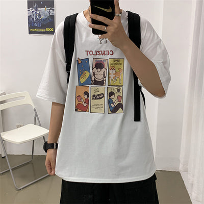 Playeras Sueltas para Parejas Estudiantes con Diseño Cartoon - Image 5