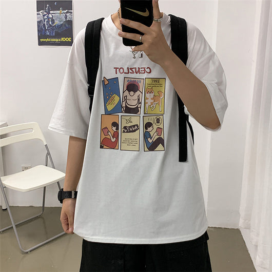 Playeras Sueltas para Parejas Estudiantes con Diseño Cartoon - Image 5