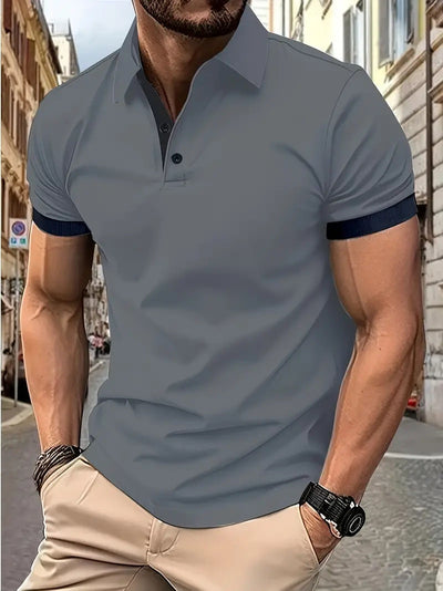 Polo Casual Holgado de Manga Corta Liso para Hombre - Image 33