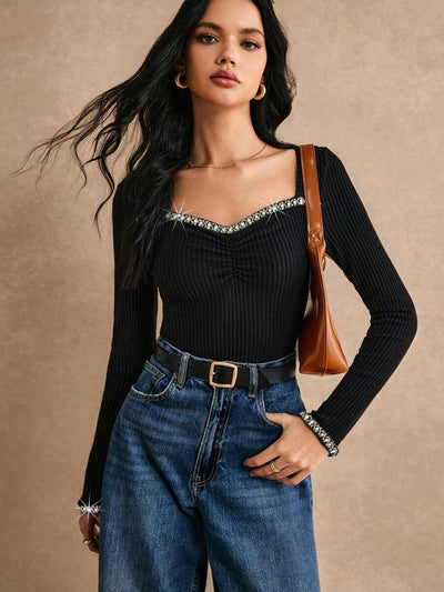 Blusa Base Layer Ajustada con Strass para Mujer - Image 8