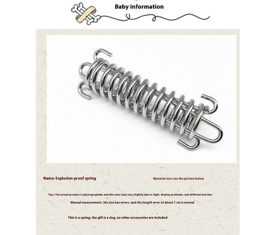 Silver metal compression spring with hooks, packaged in a clear plastic bag, for dog chains or pet leashes. - Image 10