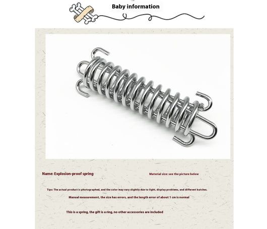 Silver metal compression spring with hooks, packaged in a clear plastic bag, for dog chains or pet leashes. - Image 10