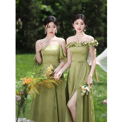 Vestido de Dama de Honor Verde Estilo Nacional - Image 4