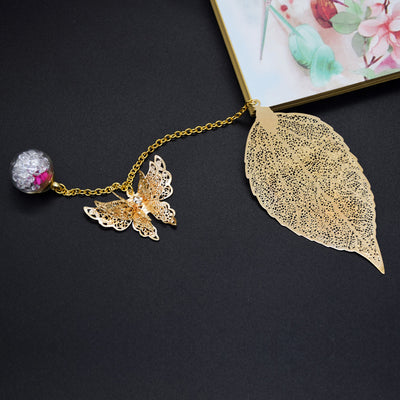 Marcapáginas Metálico Diseño Mariposa y Venas de Hoja - Artesanía Elegante - Image 9