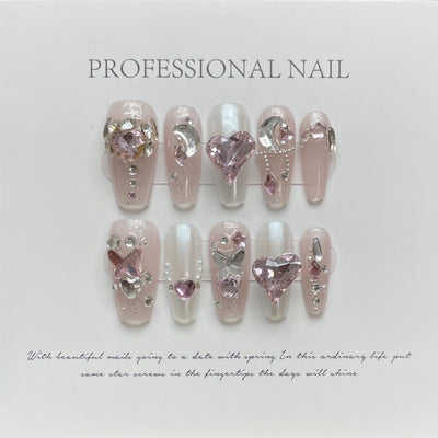 Esmalte de Uñas Diamantado Lujo Rosa - Diseño Completo con Brillantes - Image 6
