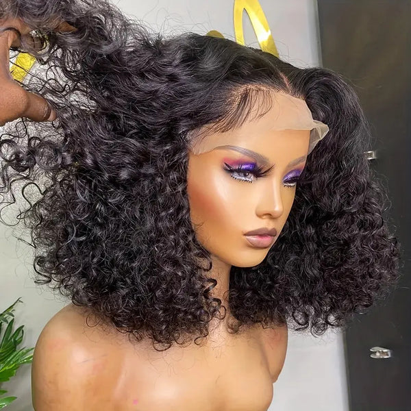 Peluca Bob Ondulada Water Wave con Encaje Frontal - Cabello Humano 100% Doble Densidad