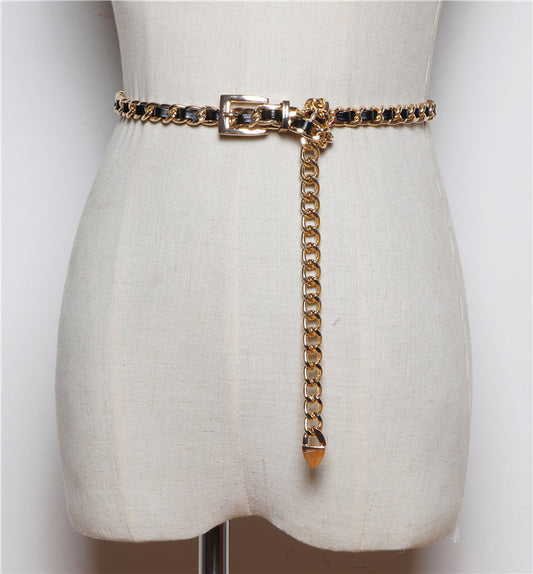 Conjunto de Falda con Cinturón y Suéter Versátil Estilo Coreano