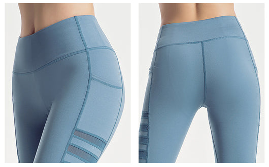 Pantalones de yoga con malla y rayas - Image 12