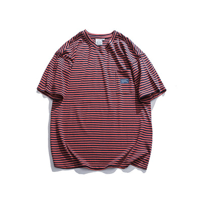 Camiseta Japonesa a Rayas con Manga Corta Suelta - Image 5