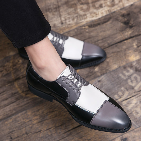 Zapatos de Cuero Coreanos para Hombre - Estilo Business Moderno con Combinación de Colores