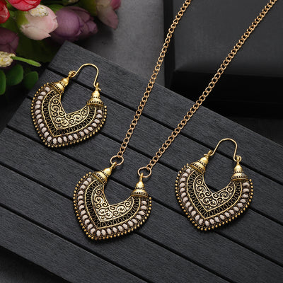Conjunto de Aretes y Collar de Cuerda Trenzada Multicolor