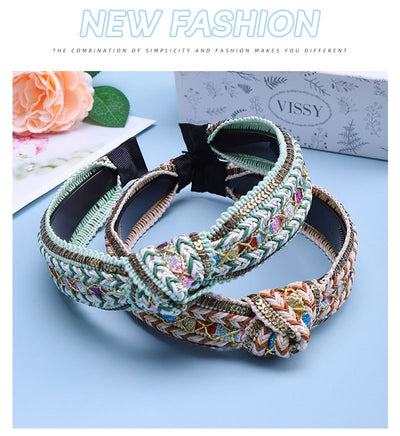 Diadema Bohemia Tejida con Nudos de Tela - Image 17