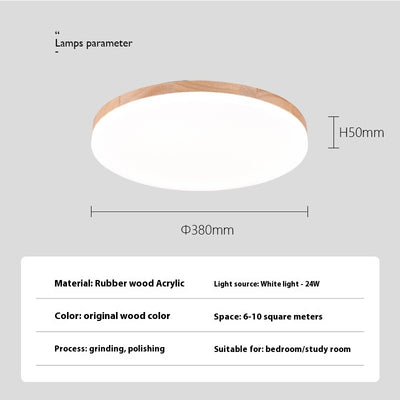 Lámpara de Techo LED Redonda Minimalista Nórdica en Madera Maciza - Image 6